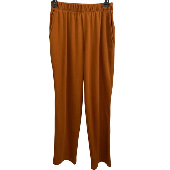 Lands End Sport Knit Straight Leg Pants S Elastic Waist Rust Orange - Picture 1 of 9